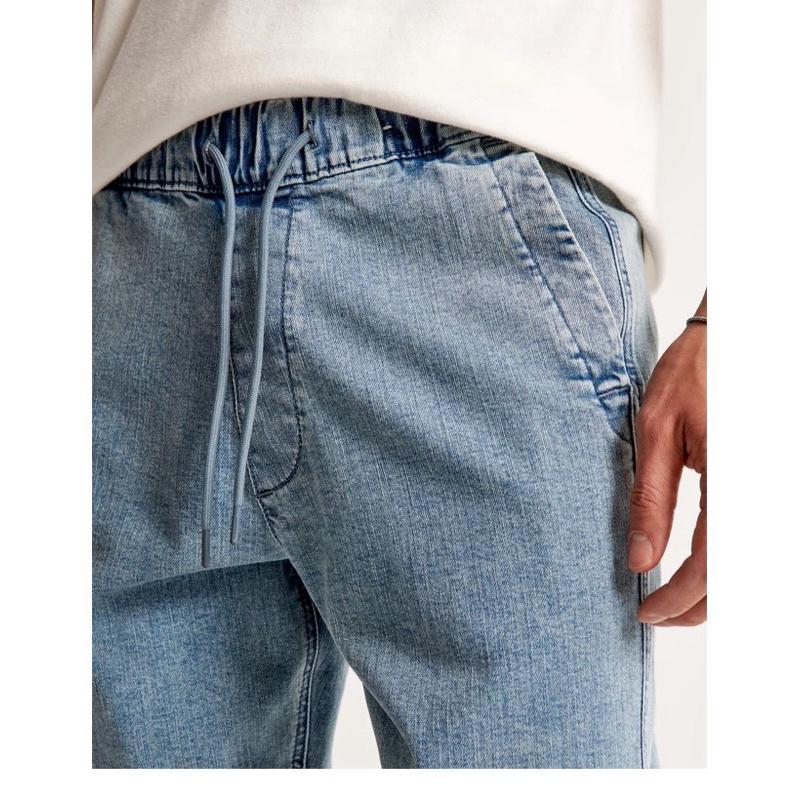 A&F 高彈性牛仔褲 AF慢跑運動褲 束腳褲 束口褲 淺色刷色水洗 簡單好看 男版S號-細節圖6