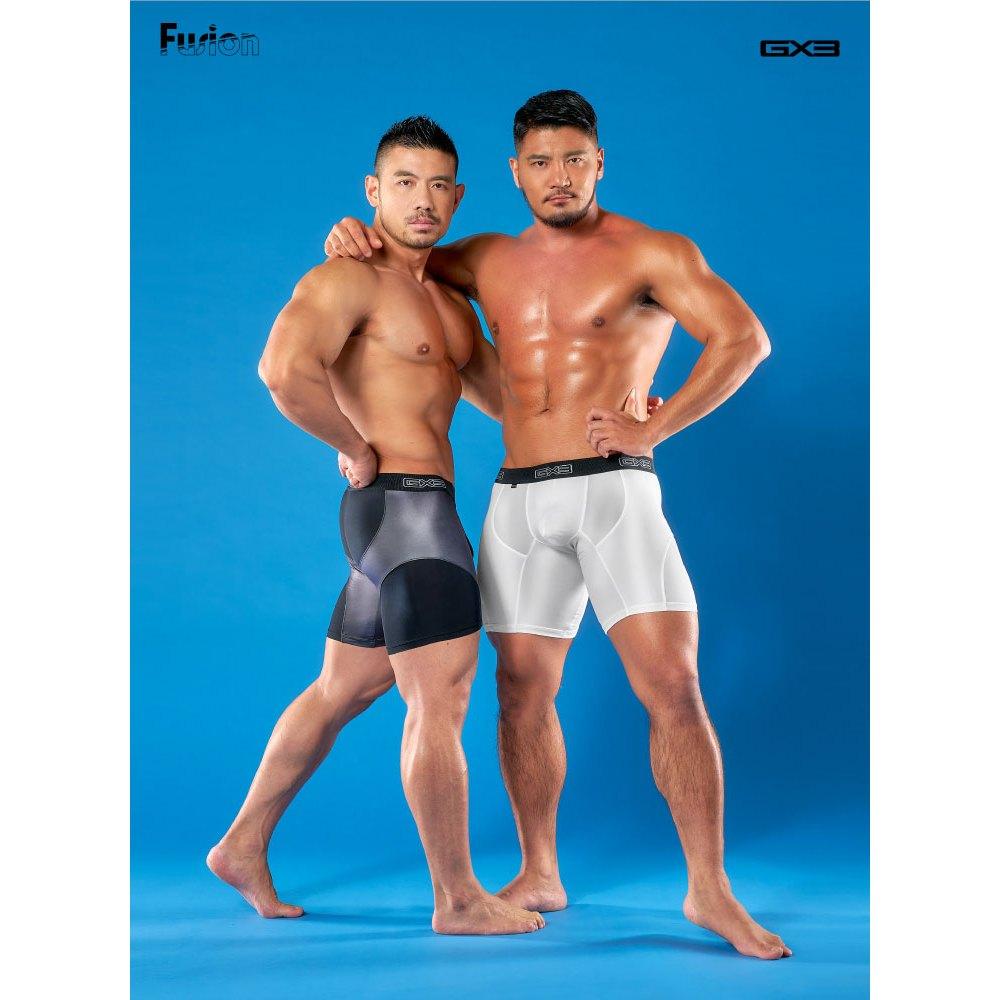 日本GX3 FUSION 長版四角內褲 長腿平口褲 輕薄透明內褲 超薄透視 內搭褲 競技摔角褲 2入 K2011-細節圖3