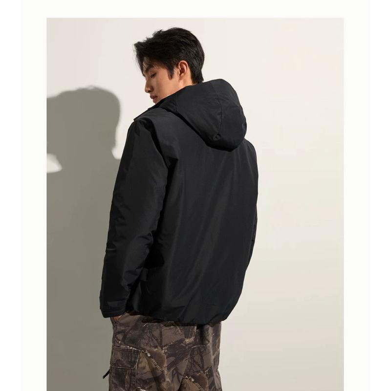 Hollister 防水防風夾克外套 硬挺帥氣 保暖寬鬆連帽棉服外套 男版黑色-細節圖3