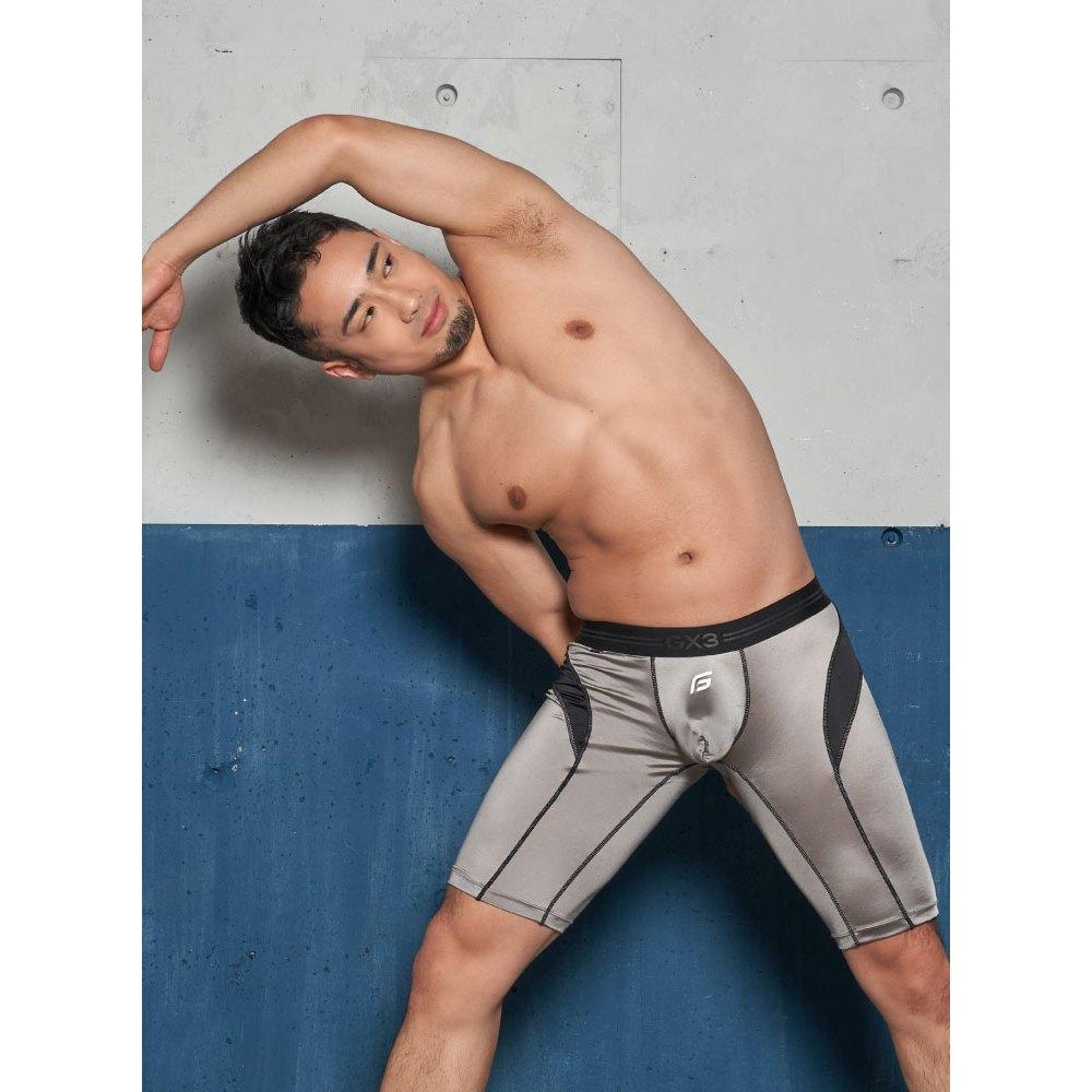 日本 GX3 SHINE PLUS 亮澤絲滑長腿平角褲 運動長版四角內褲 競技摔角褲  1條裝 K2309-細節圖5