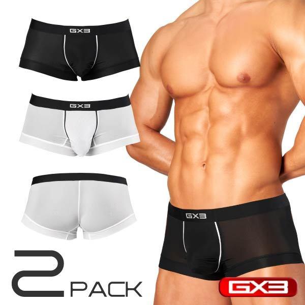日本 GX3 AIRSKIN SWING 空氣般輕盈黑白四角褲 極薄透明平角內褲 光澤腰帶 2入 K1830-細節圖2