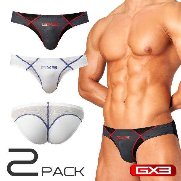 日本GX3 光澤運動泳褲風格比基尼三角褲 網狀 衝浪亮澤比基尼內褲 透網 透視感 透明內褲 2入 K2246-細節圖5