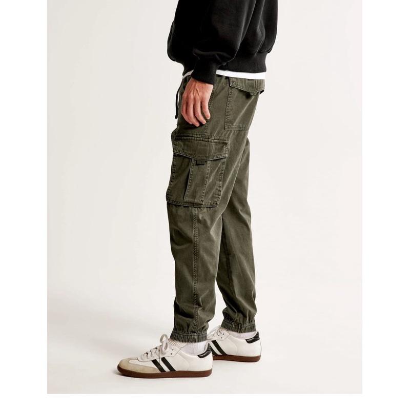 Hollister 多口袋工作褲 工裝慢跑運動褲 束口長褲 休閒卡其褲 男版M號-細節圖3