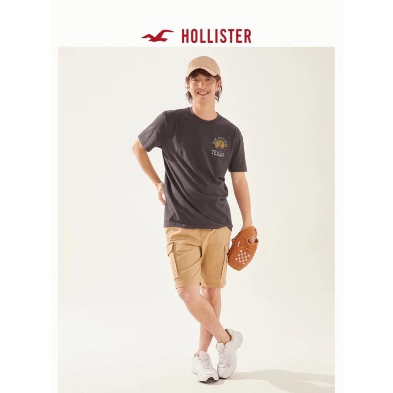 Hollister 美式運動工裝短褲 口袋卡其褲 高彈性休閒短褲 男版M號-細節圖2