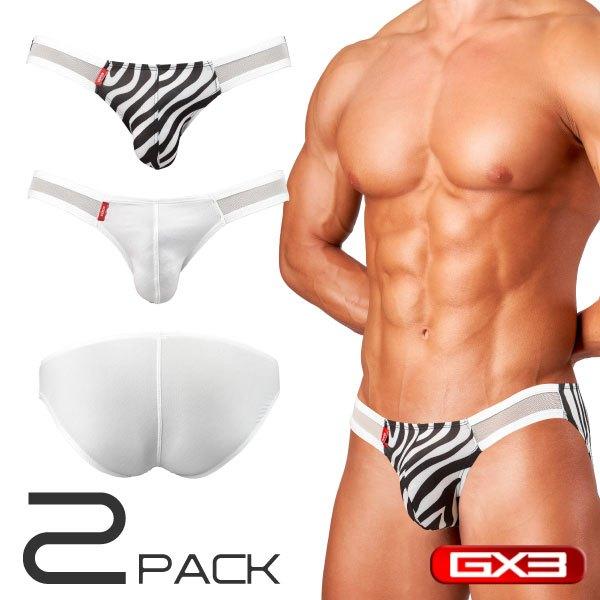 日本 GX3 WESTERN 斑馬紋比基尼三角褲 ZEBRA 比基尼內褲 運動內著 2條裝 K2276-細節圖2