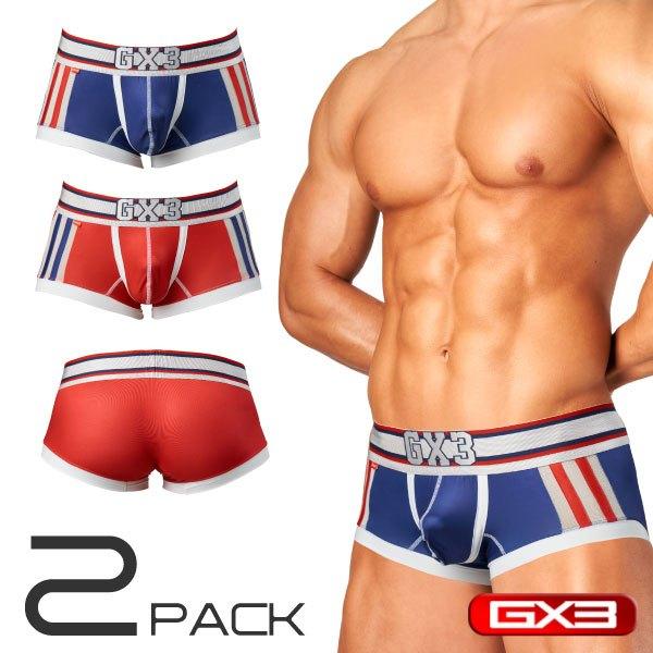 日本GX3 光澤運動雙條紋四角褲 多彩亮澤撞色平口內褲 2入 K2241-細節圖5