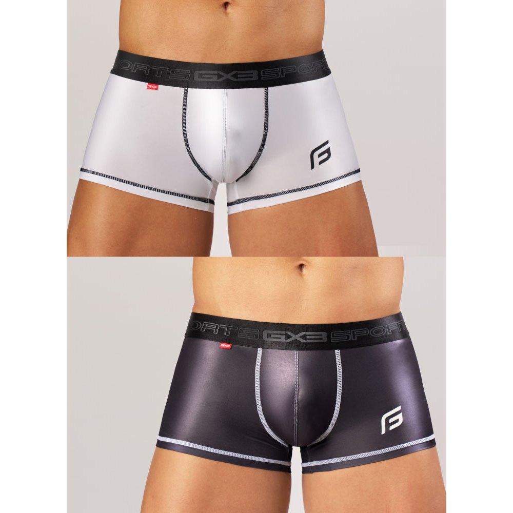 日本 GX3 GLOSS SPORTS 黑白四角褲 亮澤感平角內褲 亮澤動能 簡約設計 2入 K1861-細節圖8