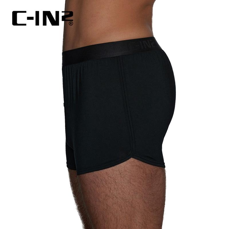 C-IN2 頂級莫代爾時尚極簡四角褲 CIN2運動透氣素色平角褲 阿羅褲 簡單純色黑內褲  C2819-細節圖2