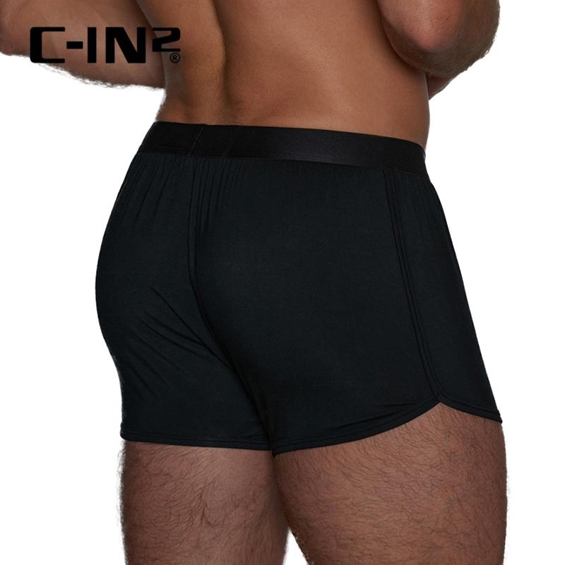 C-IN2 頂級莫代爾時尚極簡四角褲 CIN2運動透氣素色平角褲 阿羅褲 簡單純色黑內褲  C2819-細節圖3