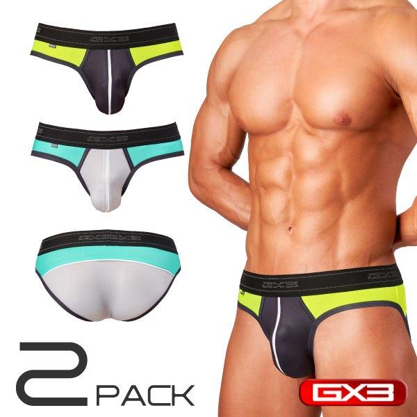 日本GX3 光澤霓虹多彩三角褲 金屬亮澤感運動內褲 2入 K2215-細節圖2