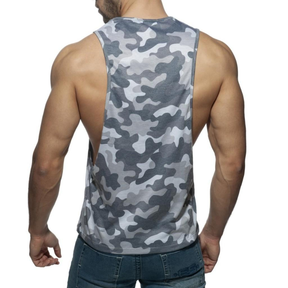 ADDICTED 迷彩側挖騎士運動背心  AD健身坦克背心 頂級天絲 大挖 挖空背心 AD849-細節圖2