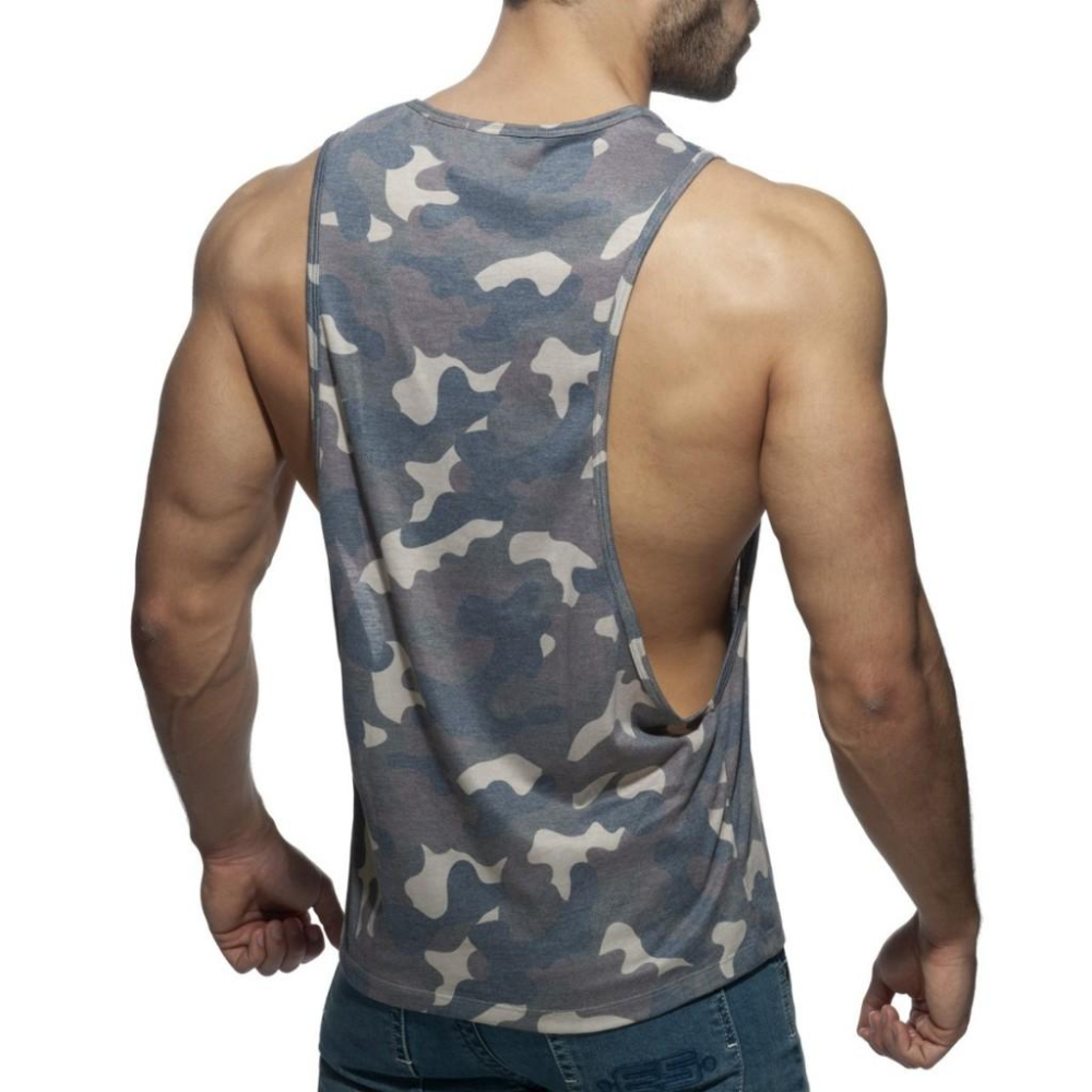 ADDICTED 迷彩側挖騎士運動背心  AD健身坦克背心 頂級天絲 大挖 挖空背心 AD849-細節圖5