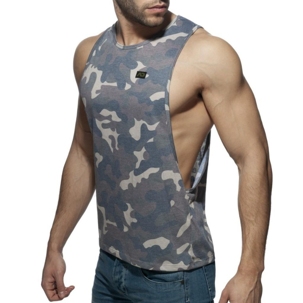 ADDICTED 迷彩側挖騎士運動背心  AD健身坦克背心 頂級天絲 大挖 挖空背心 AD849-細節圖7