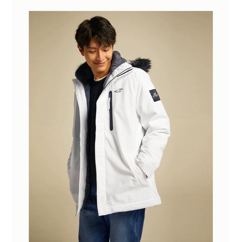 Hollister  刷毛保暖派克大衣 禦寒抓毛夾克外套 人造皮毛刷毛內裡 男版 灰色L號-細節圖8