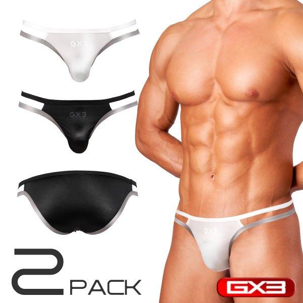 日本 GX3 SHINE PLUS 亮澤觸感狹縫三角褲 素色運動內褲 2條裝 K2305-細節圖2