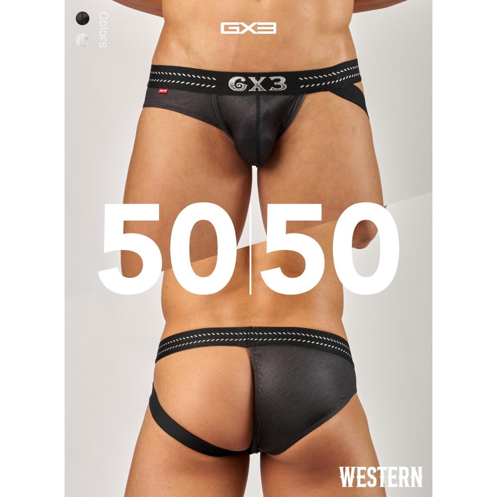 日本 GX3 WESTERN 50/50 半後空三角褲 半包臀綁帶後空內褲 運動內著1條裝 K2279-細節圖3