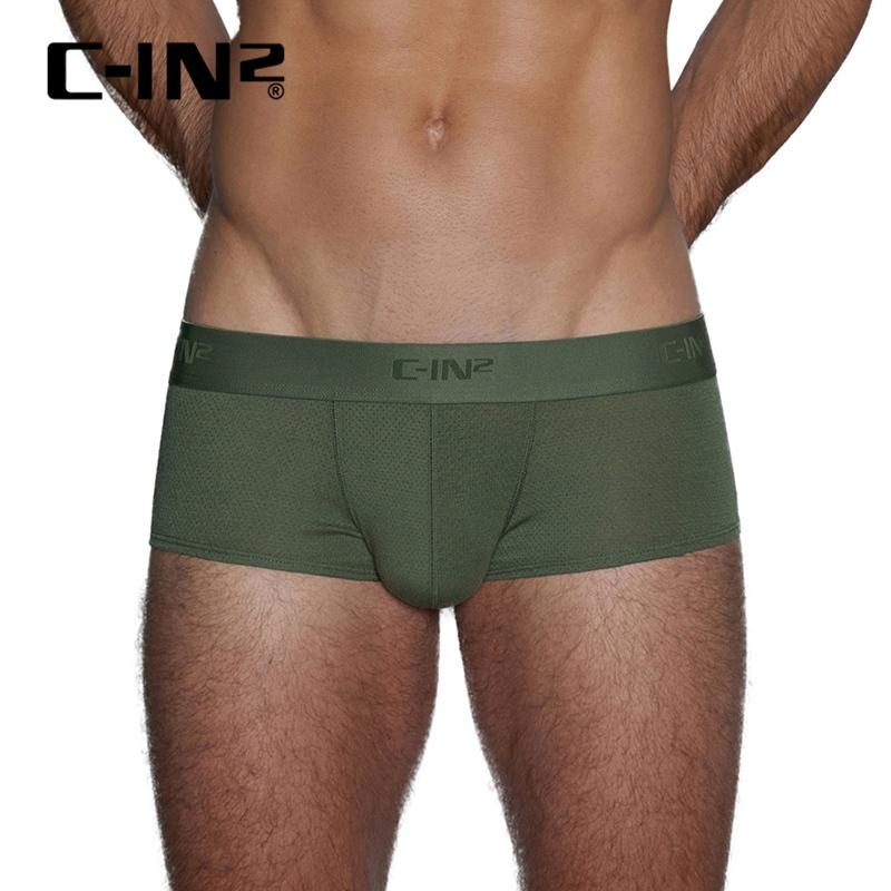 C-IN2 時尚極簡網狀四角褲 CIN2運動素色透氣網眼平口內褲 簡單純色平角褲 吸濕排汗 C4668-細節圖2