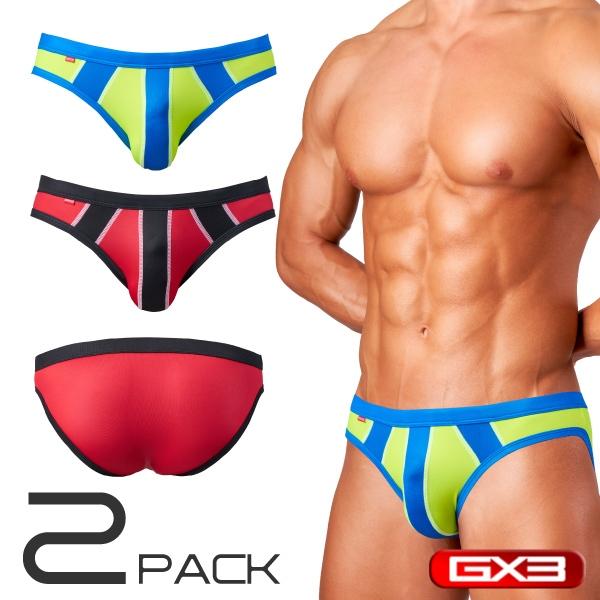 日本 GX3 光澤觸感 DX 條紋V字修身比基尼三角褲 多彩運動內褲 2條裝 K2377-細節圖3