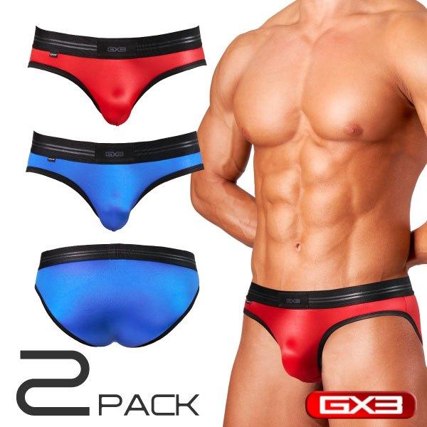 日本 GX3 SHINE PLUS 亮澤觸感三角褲 素色運動內褲  2條裝 K2304-細節圖2