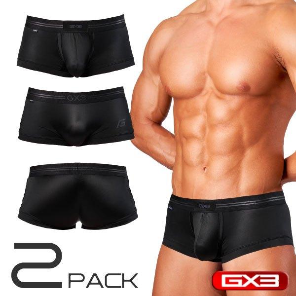 日本 GX3 SHINE PLUS 亮澤觸感黑色四角褲 運動平角內褲 平口褲 2條裝 K2302-細節圖2