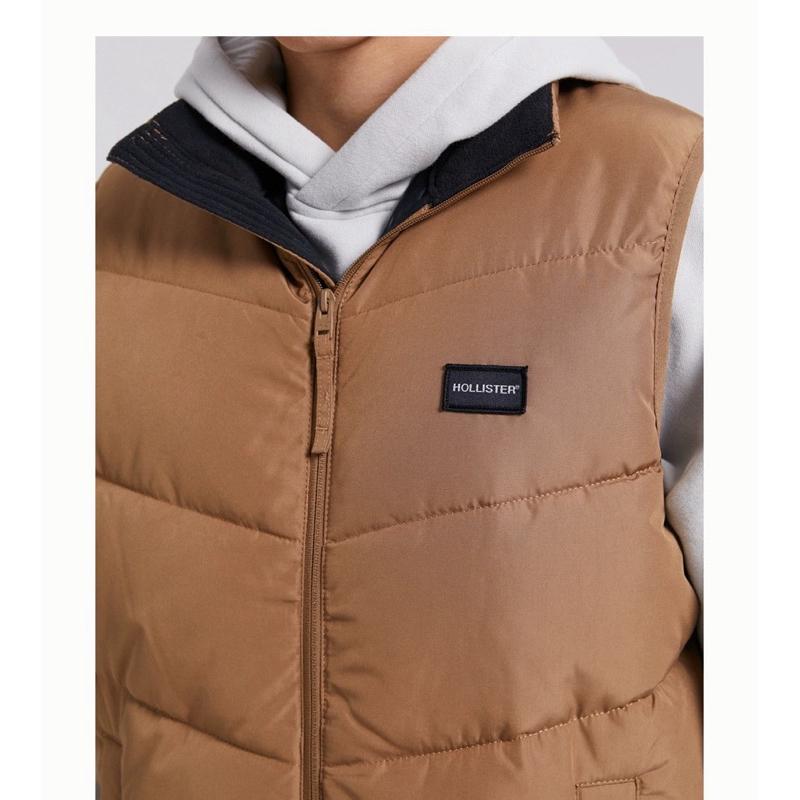 全新正品 Hollister經典標誌保暖夾克背心 海鷗 奶茶色背心外套 暖冬男士潮衣 M號-細節圖4