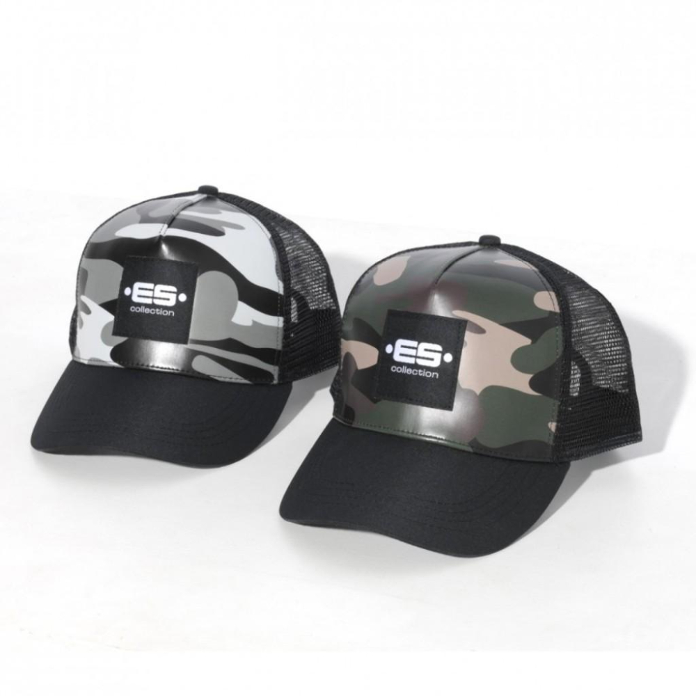 ES Collection 經典LOGO灰迷彩棒球帽 ES運動鴨舌帽 老帽 復古帽子 運動休閒帽 網帽 CAP004-細節圖2