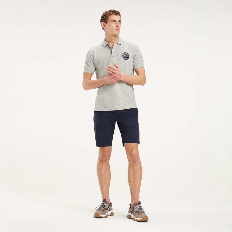 全新正品 Tommy Hilfiger 刺繡標誌灰色POLO衫 休閒運動POLO衫 男士S號-細節圖2