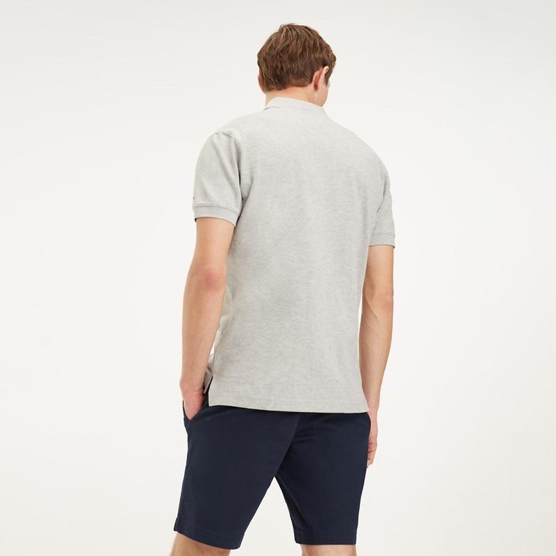 全新正品 Tommy Hilfiger 刺繡標誌灰色POLO衫 休閒運動POLO衫 男士S號-細節圖4