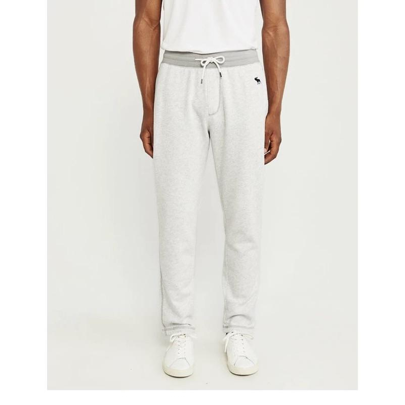 全新正品  A&F 經典標誌運動長褲 男士S號 AF麋鹿Logo休閒棉褲 淺麻灰-細節圖2