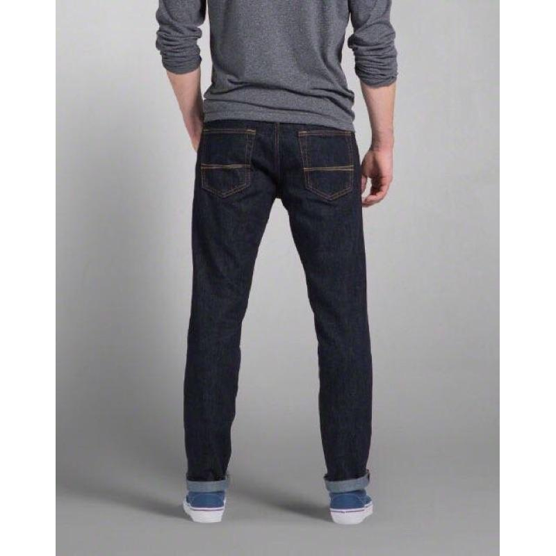 全新正品 A&F 深色牛仔褲 麋鹿經典原色合身牛仔褲 男士潮褲28x30-細節圖2