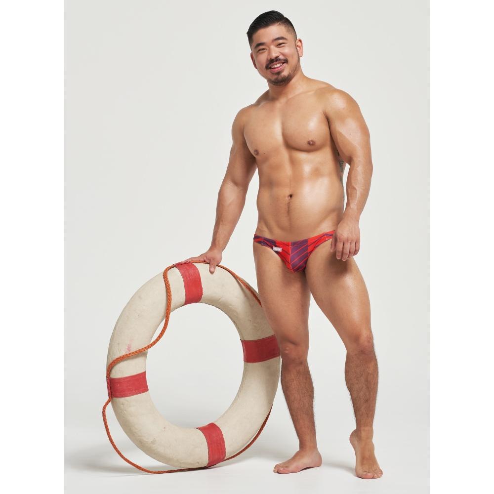 GX3 競速型樹葉印花比基尼三角泳褲 日本花卉圖案運動比基尼泳褲 派對時尚泳裝 1條裝 K2432-細節圖6