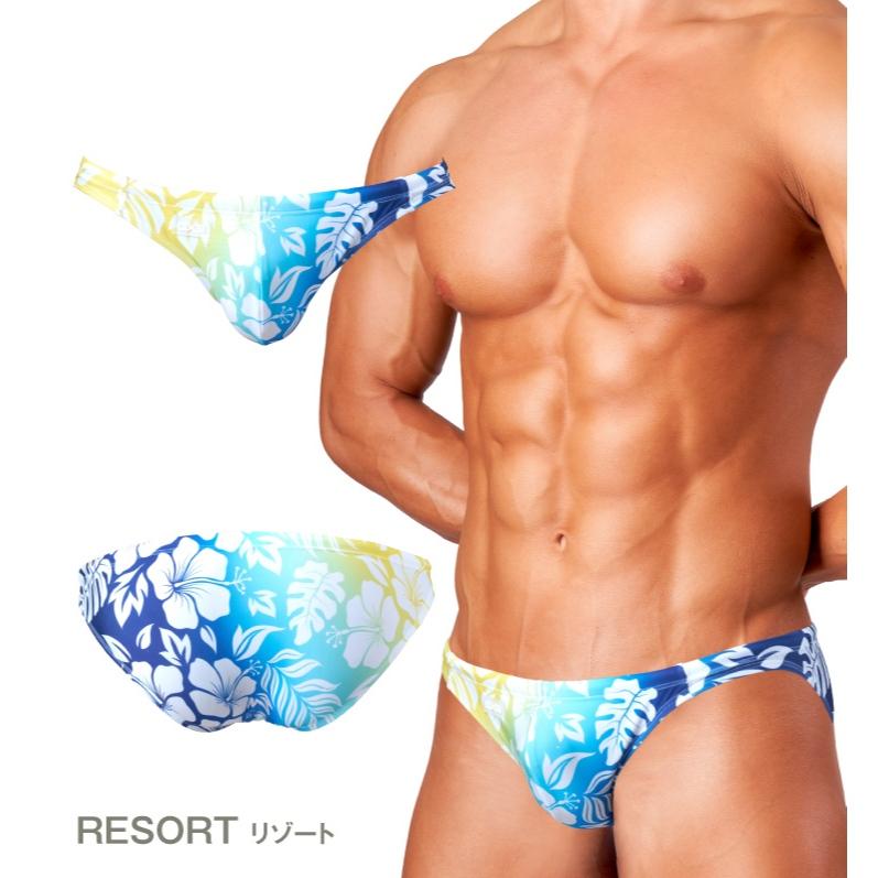 GX3 競速型樹葉印花比基尼三角泳褲 日本花卉圖案運動比基尼泳褲 派對時尚泳裝 1條裝 K2432-細節圖7