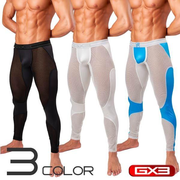 日本 GX3 金屬亮澤 網眼運動長褲 後開拉鍊 光澤觸感 網狀合身內搭褲 後庭解鎖 透視內褲 1入 K2478-細節圖2