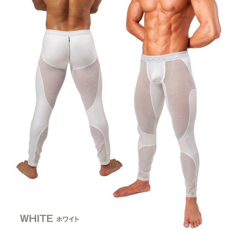 日本 GX3 金屬亮澤 網眼運動長褲 後開拉鍊 光澤觸感 網狀合身內搭褲 後庭解鎖 透視內褲 1入 K2478-細節圖8