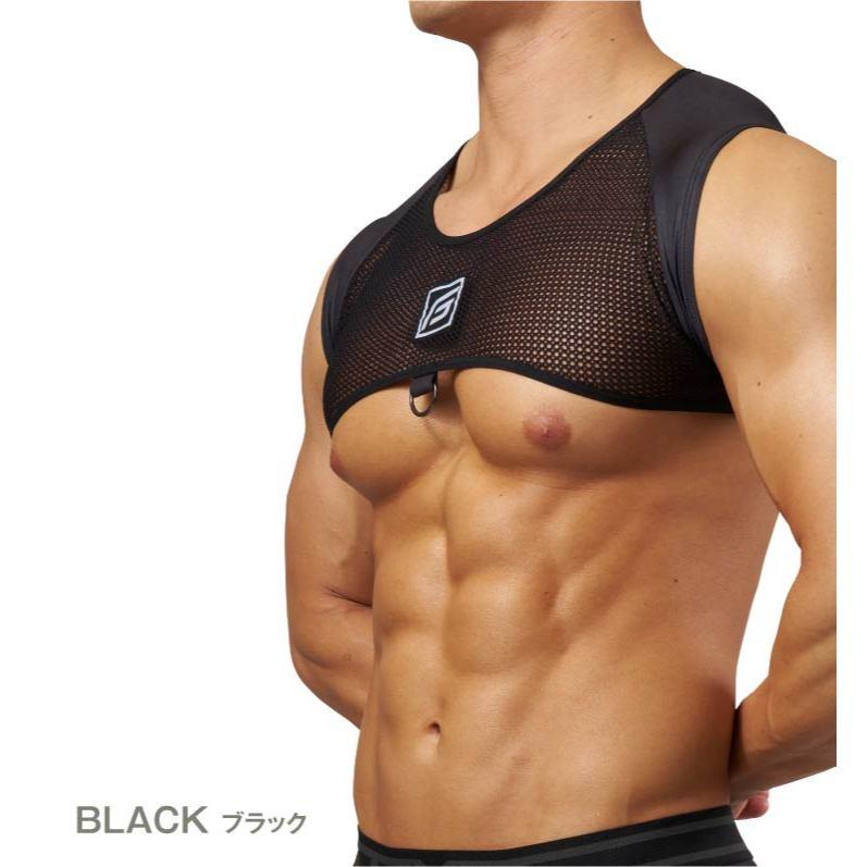 日本 GX3 金屬亮澤 網眼胸甲 光澤觸感 網狀半截式背心 透視上衣 派對 遊行 1條裝 K2477-細節圖7