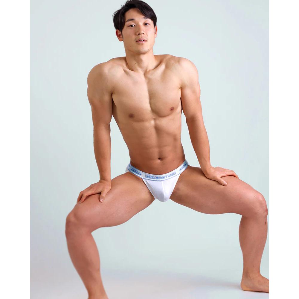 日本 UNDERSTAND 萊卡棉比基尼三角褲 高彈性運動內褲 800百子蓮 白 U4712-細節圖2