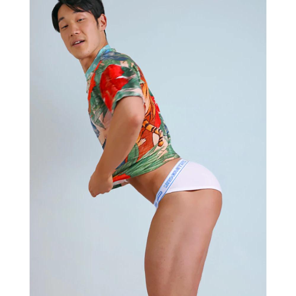 日本 UNDERSTAND 萊卡棉比基尼三角褲 高彈性運動內褲 800百子蓮 白 U4712-細節圖4
