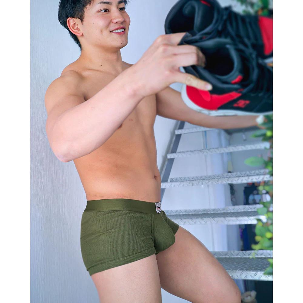 日本 UNDERSTAND 羅纹萊卡棉貼身四角褲 高彈性運動內褲 043軍綠 U2923-細節圖4