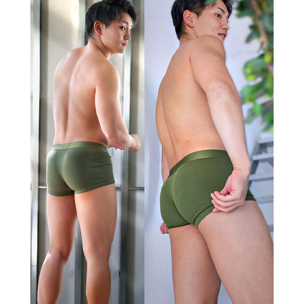 日本 UNDERSTAND 羅纹萊卡棉貼身四角褲 高彈性運動內褲 043軍綠 U2923-細節圖6