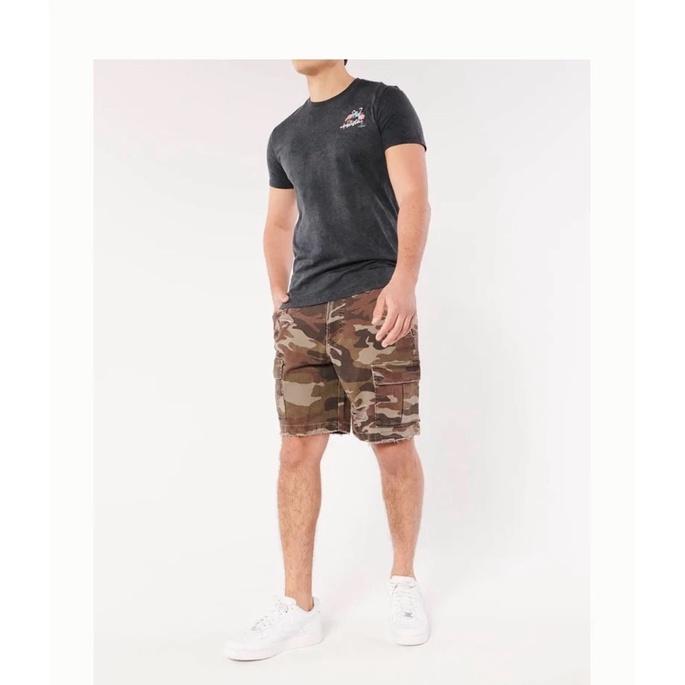 全新正品 國外購入 Hollister 復古迷彩工裝短褲 海鷗洗舊休閒工作短褲 男版-細節圖2