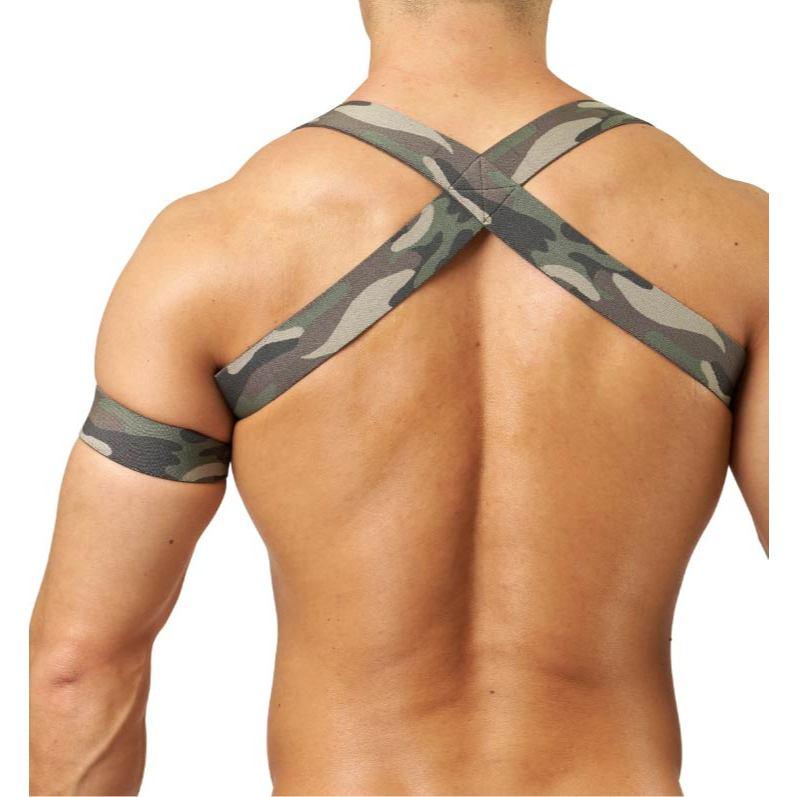 GX3 日本 TOUGH 戰地迷彩 胸甲 派對必備 海軍藍迷彩肩帶 遊行 主題活動 附臂環 1條裝 K2519-細節圖7