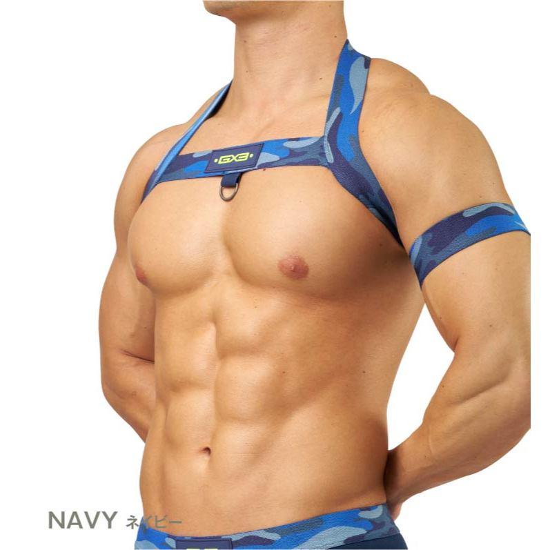 GX3 日本 TOUGH 戰地迷彩 胸甲 派對必備 海軍藍迷彩肩帶 遊行 主題活動 附臂環 1條裝 K2519-細節圖8