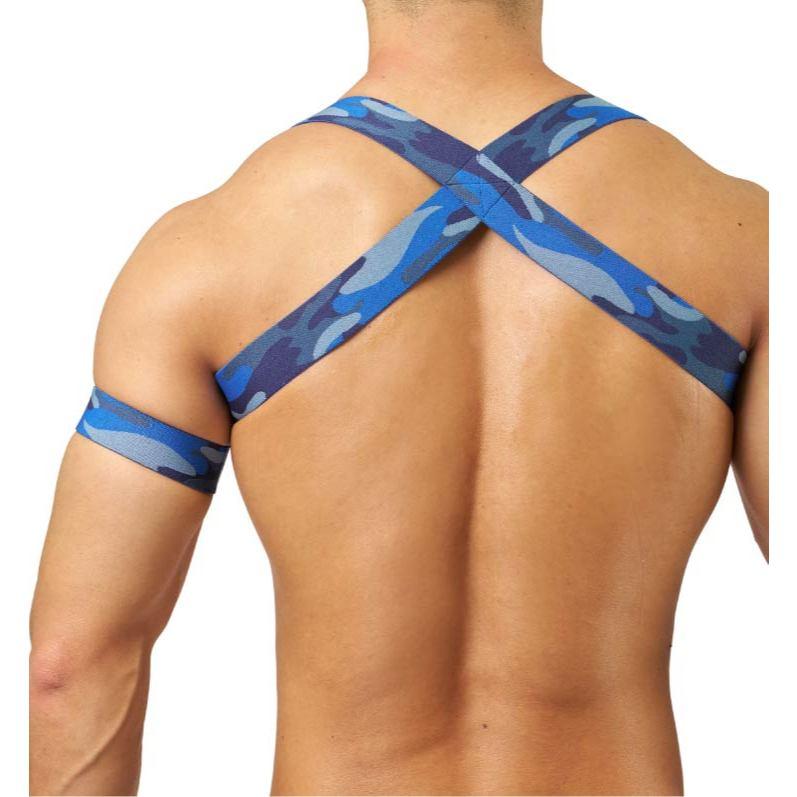 GX3 日本 TOUGH 戰地迷彩 胸甲 派對必備 海軍藍迷彩肩帶 遊行 主題活動 附臂環 1條裝 K2519-細節圖9