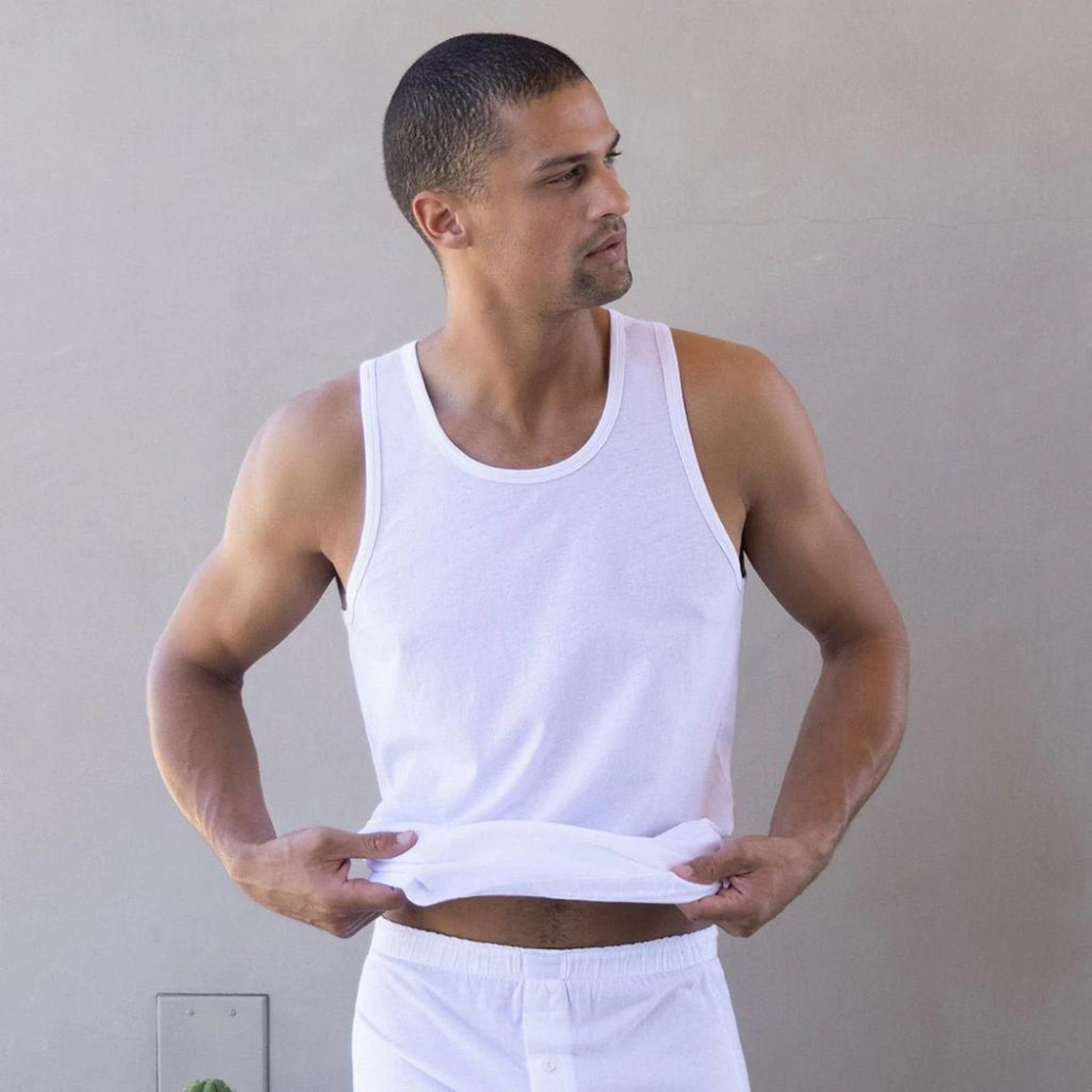 C-IN2 高彈性清爽質感 白色坦克背心 CIN2 棉萊賽爾混紡針織 運動背心 健身 無袖上衣  R104V06-細節圖3