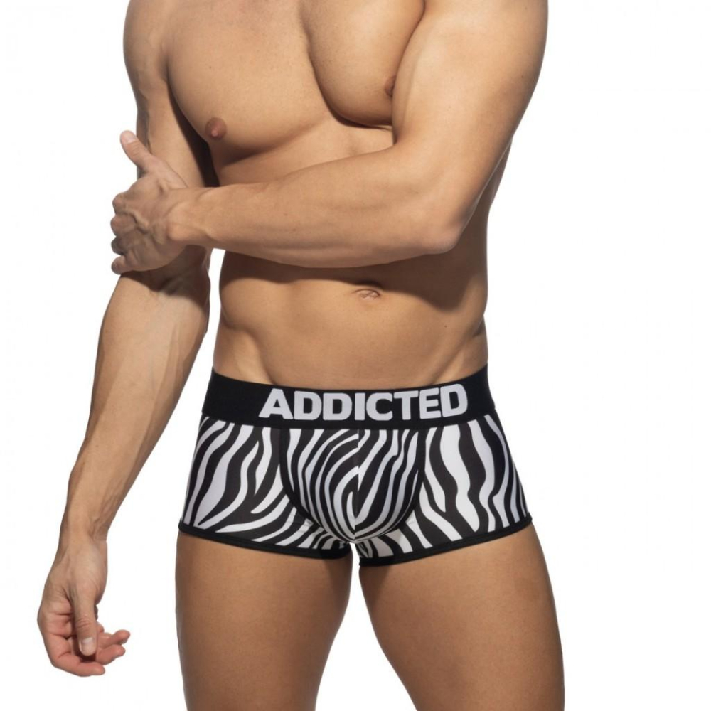 ADDICTED 黑白斑馬紋 四角褲 AD 非洲草原風格 運動 平口內褲  舒適彈性 AD2283-細節圖2