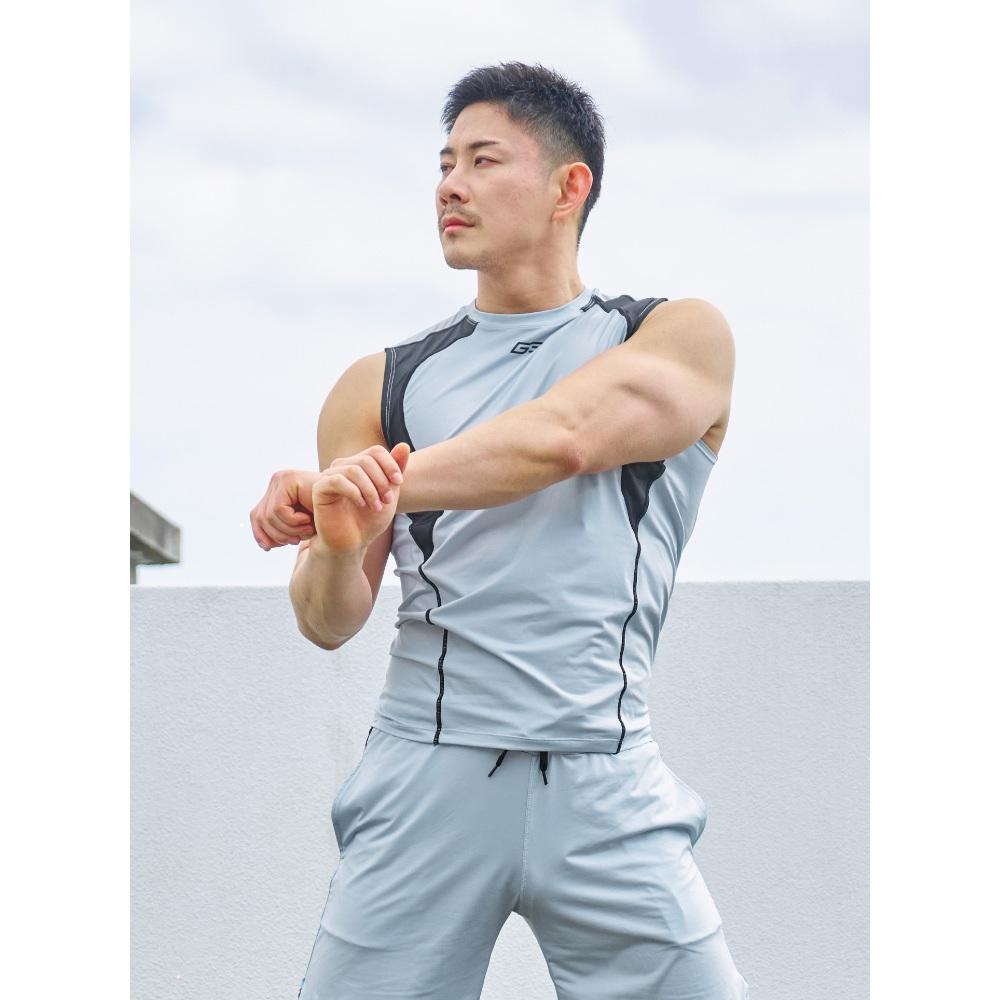 日本 GX3 光澤霓虹 金屬感 運動背心 亮澤螢光 健身坦克 柔滑觸感 無袖上衣 T恤 1條裝 K2686-細節圖5