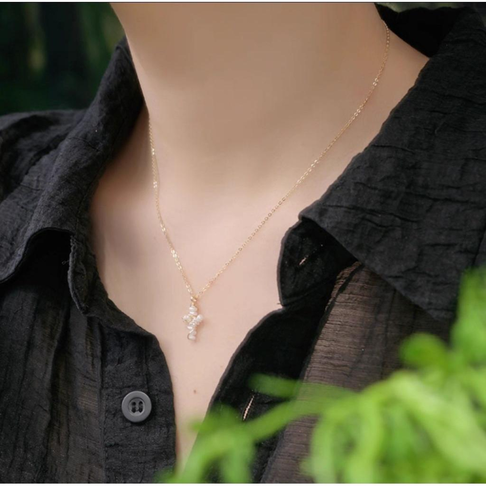 💫初心角落💫珍珠十字架項鍊 淡水珍珠 信仰飾品  純手工 基督教禮物 受洗禮物 受洗禮物-細節圖3