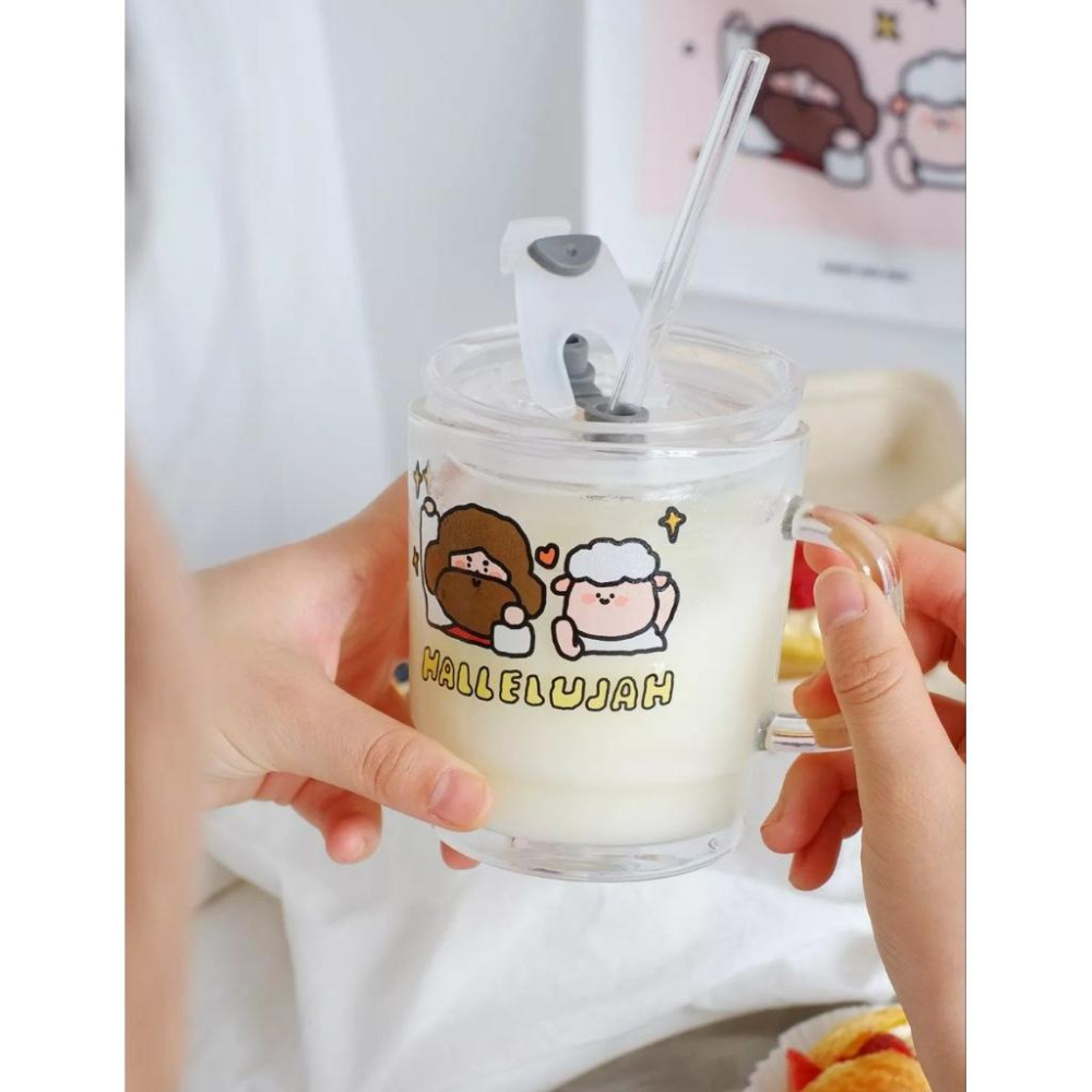 💫初心角落💫耐熱玻璃杯 吸管杯 馬克杯 附杯蓋吸管 #基督教 #幸福小組 #受洗禮物-細節圖2