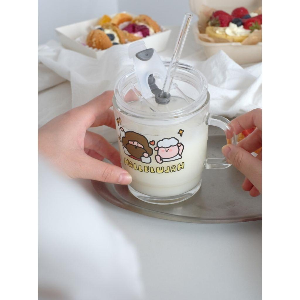 💫初心角落💫耐熱玻璃杯 吸管杯 馬克杯 附杯蓋吸管 #基督教 #幸福小組 #受洗禮物-細節圖4