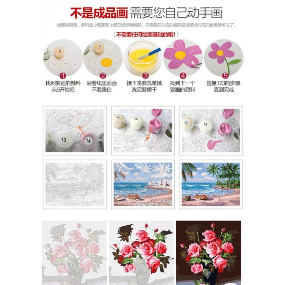 💫初心角落💫信仰數字油畫 行在水面上 耶穌伸手圖 多款  油畫DIY套組 居家裝飾 受洗禮物 基督教禮物-細節圖3